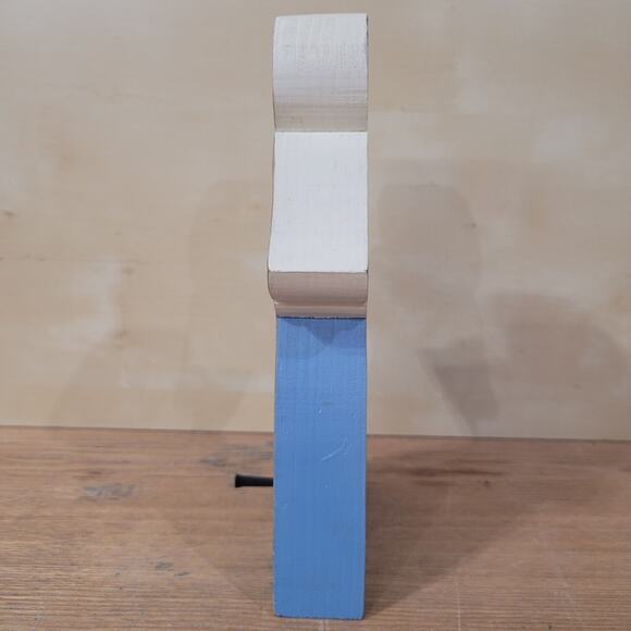 Vtg Handmade Wood Angel Stocking Holder Square Cut Nail Hand Painted Christmas - Picture 2 of 8